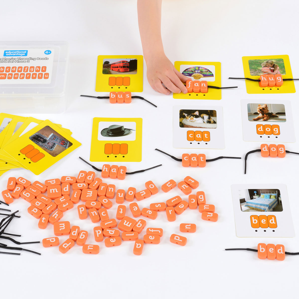 Systematic Phonics Lacing Beads - CVC Set Phase 2 - Educational